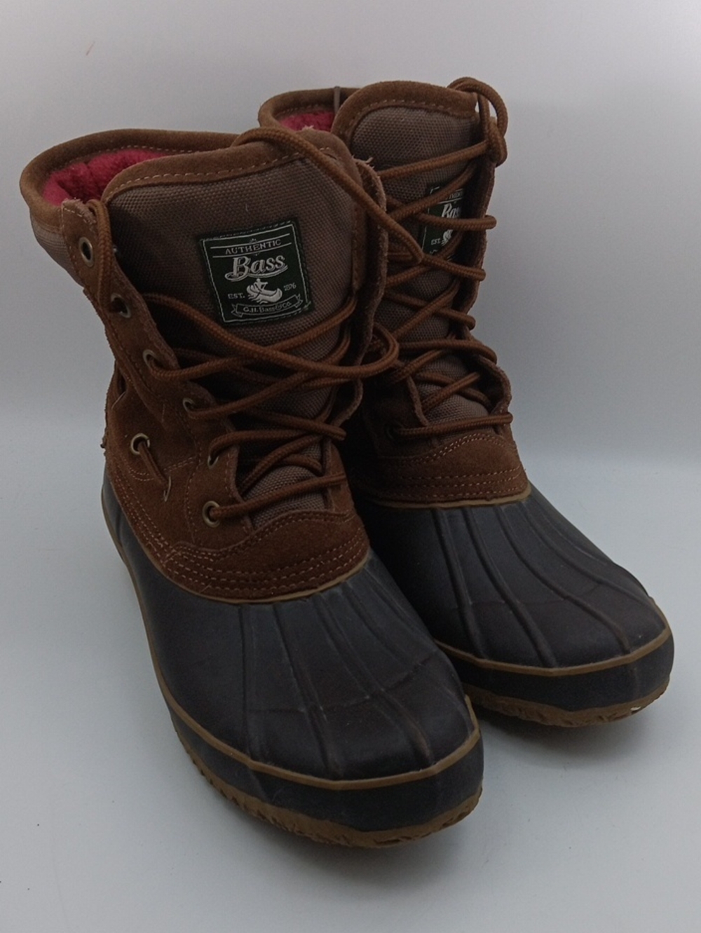 BASS  WOMEN'S  BROWN LEATHER Duck Boots FAUX FUR SIZE 11